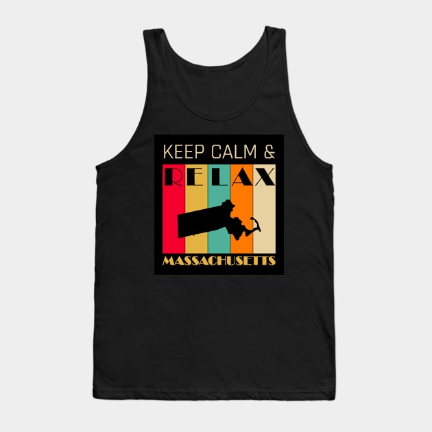 MASSACHUSETTS - US STATE MAP - KEEP CALM & RELAX Tank Top by LisaLiza